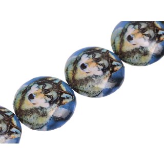 Papercoated Beads wolf print UFO / 35mm.