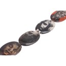 Papercoated Beads faces black & white flat oval /...