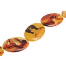 Papercoated Beads faces yellow-orange flat oval / 60x40mm.