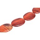 Papercoated Beads abstract red orange print flat oval /...