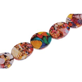 Papercoated Beads shell design  flat oval / 30x25mm.