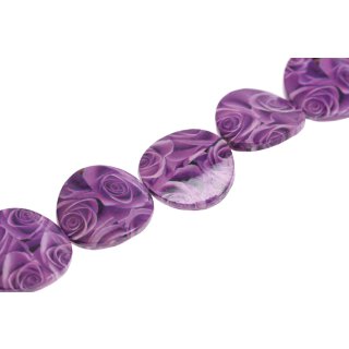 Schmuck Perlen Papier beschichtet purple rose Potato chips / 35mm.