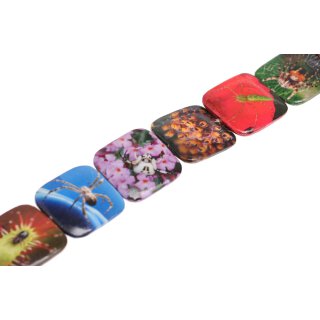 Papercoated Beads spider design Square / 35mm.