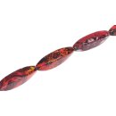 Papercoated Beads abstract red print twist / 60x17mm.