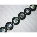 Resin with paua shell inlay, round, ca. 32x8mm