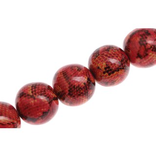 Schmuck Perlen Papier beschichtet Abstract red round beads / 25mm.