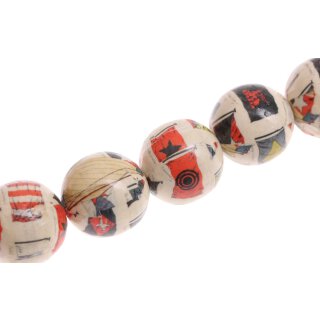 Papercoated Beads  Flags round beads / 30mm.