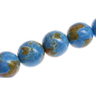 Schmuck Perlen Papier beschichtet  Blue globe round beads / 30mm.