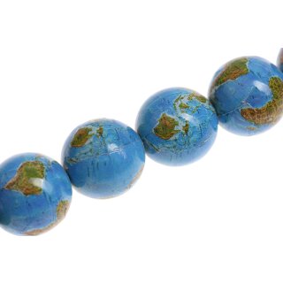 Schmuck Perlen Papier beschichtet  Blue globe round beads / 35mm.