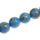 Schmuck Perlen Papier beschichtet  Blue globe round beads...