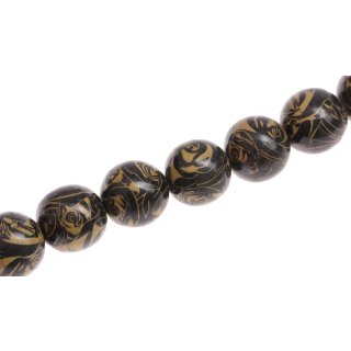 Schmuck Perlen Papier beschichtet Gold & Black Roses round beads / 20mm.