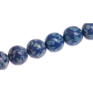 Schmuck Perlen Papier beschichtet Blue Flower round beads / 20mm.