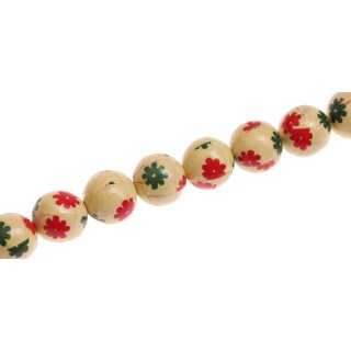 Papercoated Beads Flowers red/green round beads / 15mm.