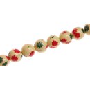 Papercoated Beads Flowers red/green round beads / 15mm.