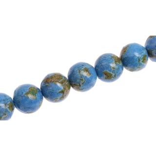Schmuck Perlen Papier beschichtet Blue globe round beads / 15mm.