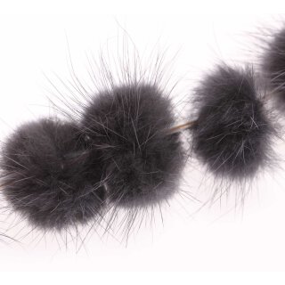 Nerz Puschel Dark Grey Round / ca.30mm / 10pcs.