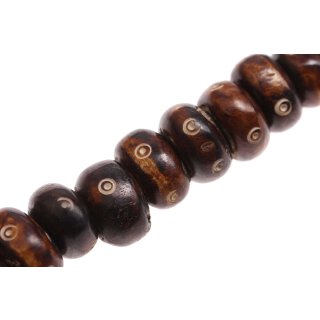 Bone Beads dark brown w white Wheel / 15x22mm.