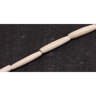 Bone Beads  white tube rounded / 37x7mm.