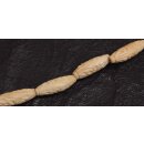 Bone Beads  Beige carved flower oval rounded / 20x7mm.