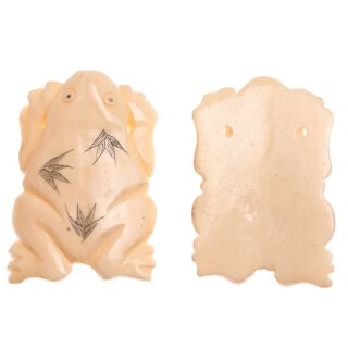 Bone Beads  Beige painted Frog / 57x33mm. / 3pcs.