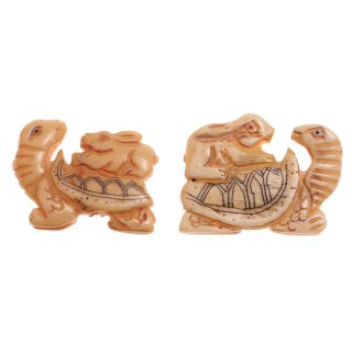 Knochen Perlen Beige hand carved  / 23x33mm. / 5pcs.
