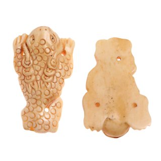 Knochen Perlen Beige hand carved Frog / 53mm. / 5pcs.