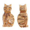 Knochen Perlen Beige hand carved Cat / 40mm. / 5pcs.