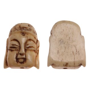 Bone Beads Beige hand carved Buddha / 30x20mm. / 7pcs.