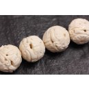 Vintage carved Bone Beads White round / 23mm. / 6pcs.