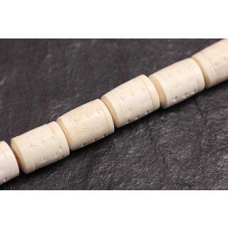 Knochen Perlen White hand carved tube   / 25x18mm. / pcs.