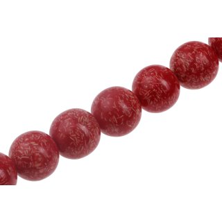 Resin Beads with White design Red Round / 25mm / 15pcs.