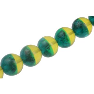 Resin Beads with shell design yellow-green Round / 30mm / 14pcs.