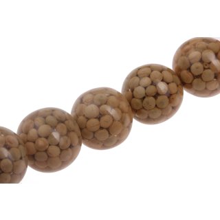 Resin Beads with Beans Biege  Round / 35mm / 11pcs.