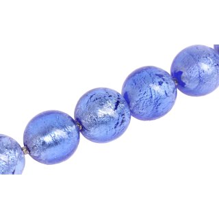 Glass Beads Shiny Blue round / 25mm / 14pcs.