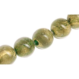 Glass Beads Shiny Green Yellow round / 25mm / 14pcs.