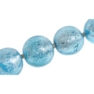 Glass Beads Shiny Light blue round / 25mm / 14pcs.