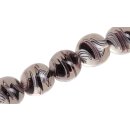 Glass Beads Shiny Transparent with spiral brown round /...