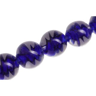 Glasperlen Shiny Transparent with spiral blue round / 21mm / 20pcs.