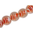 Glass Beads Shiny Transparent with spiral white  orange...