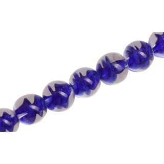 Glasperlen Shiny Transparent with spiral Blue round / 15mm / 28pcs.