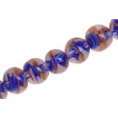 Glass Beads Shiny Transparent with spiral orange blue...