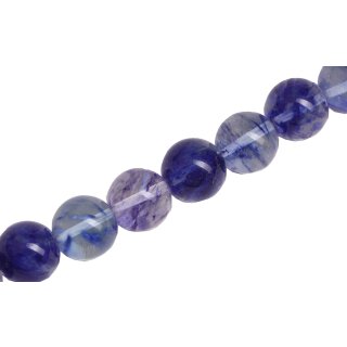 Glass Beads Shiny Transparent with blue round / 15mm / 27pcs.