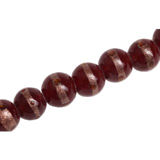Glass Beads Shiny with design  Red wine round / 15mm / 29pcs.