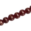 Glass Beads Shiny with design  Red wine round / 15mm /...
