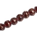 Glass Beads Shiny with design  red   round / 15mm / 30pcs.