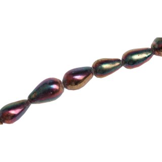 Glass Beads Shiny  metallic black teardrops / 15mm / 25pcs.