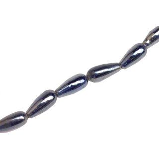 Glass Beads Shiny  metallic blue teardrops / 17mm / 23pcs.