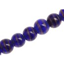 Glass Beads Shiny Spiral blue with gold round / 10mm /...