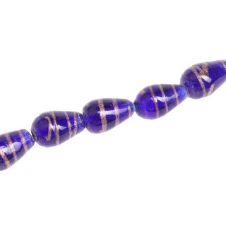 Glasperlen Shiny Spiral Green with gold oval / 15mm / 26pcs.