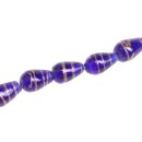 Glasperlen Shiny Spiral Green with gold oval / 15mm / 26pcs.